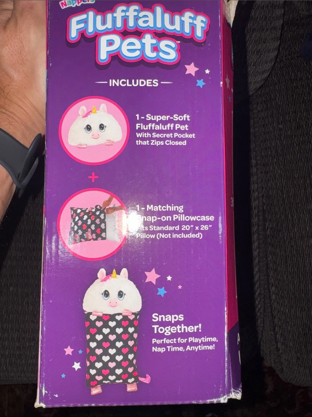 Happy Nappers Fluffaluff Pets Arianna Unicorn Plush Play Pillow . Brand New!!